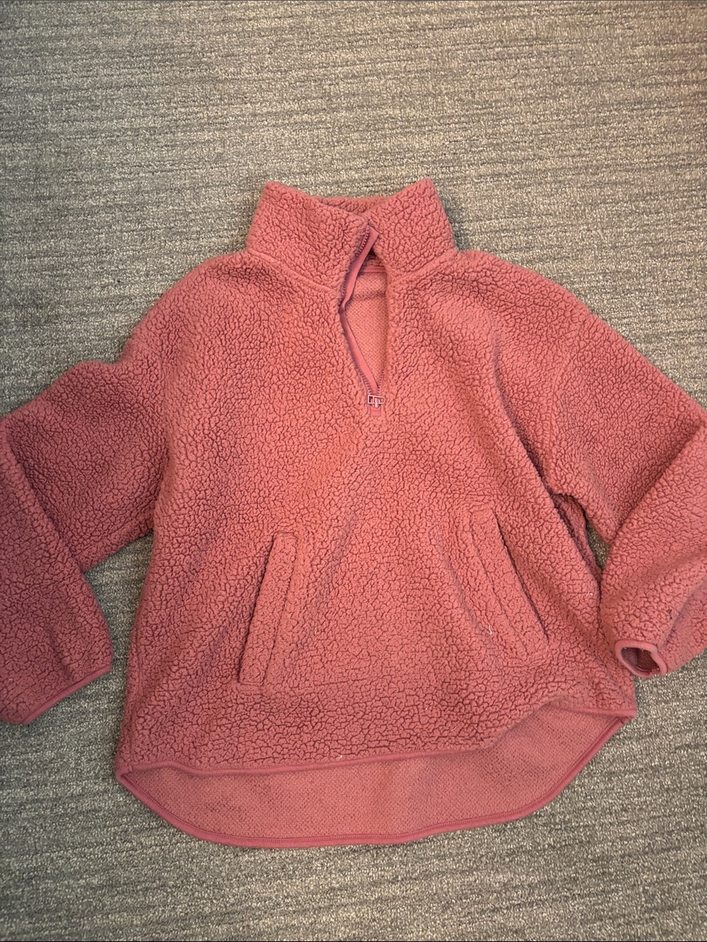 Old Navy Dusty Rose Sherpa Quarter-Zip Pullover